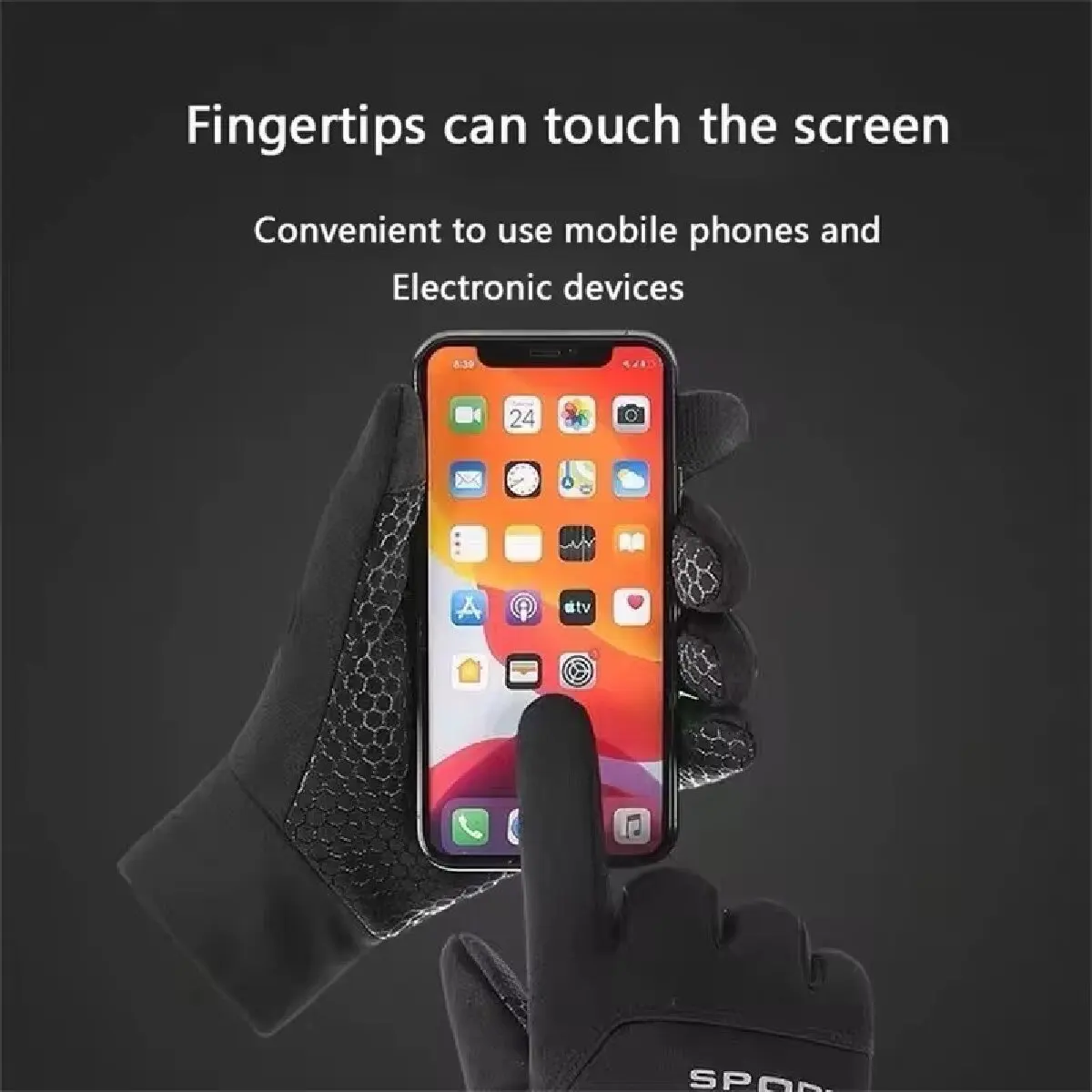 Windproof and Waterproof Outdoor Gloves Touch Screen Thumb and Index Finger Fingertips Warm Gloves for Running Cycling