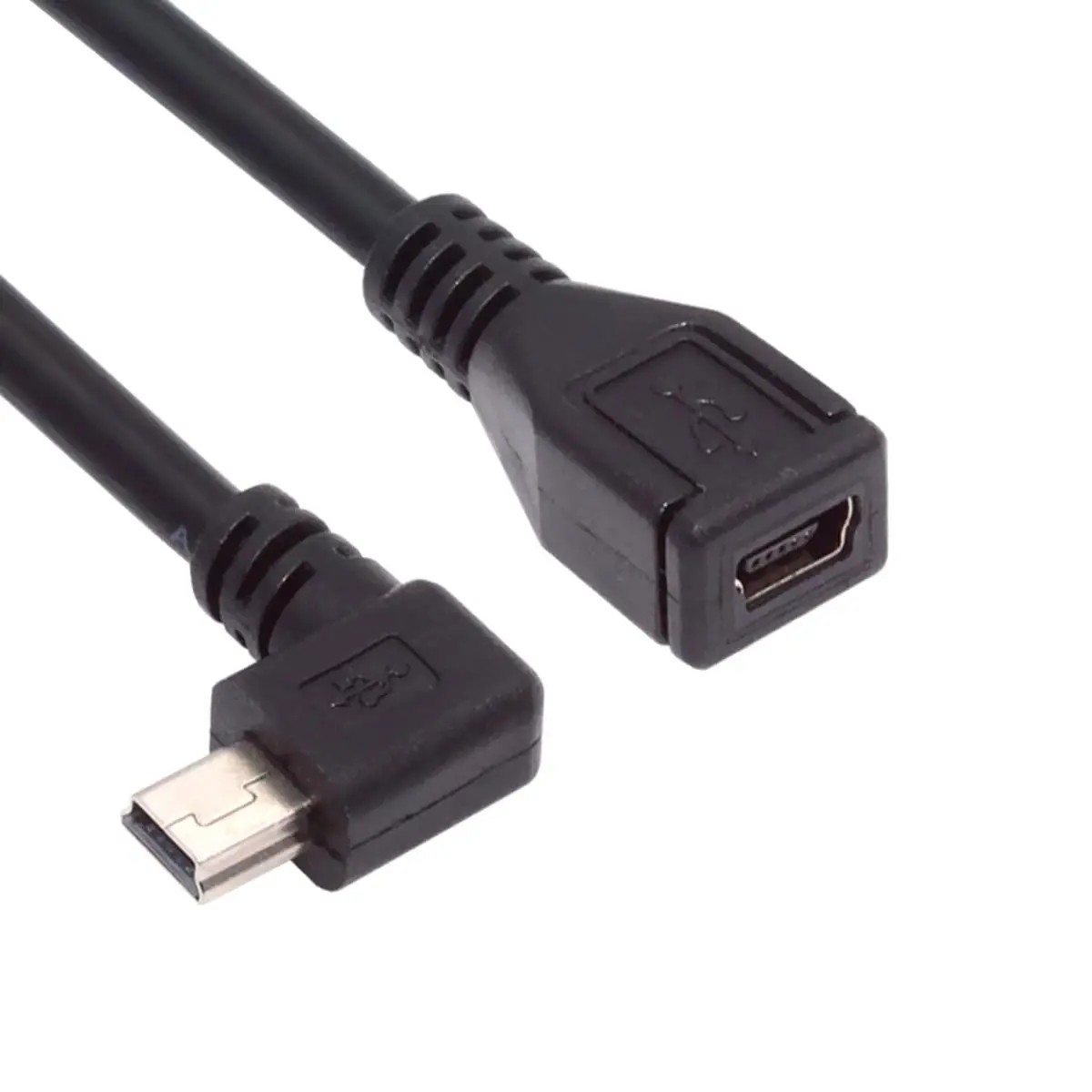 

90 Degree Left Angled Mini USB 5Pin Male to Female Extension Cable for GPS Camera 30cm