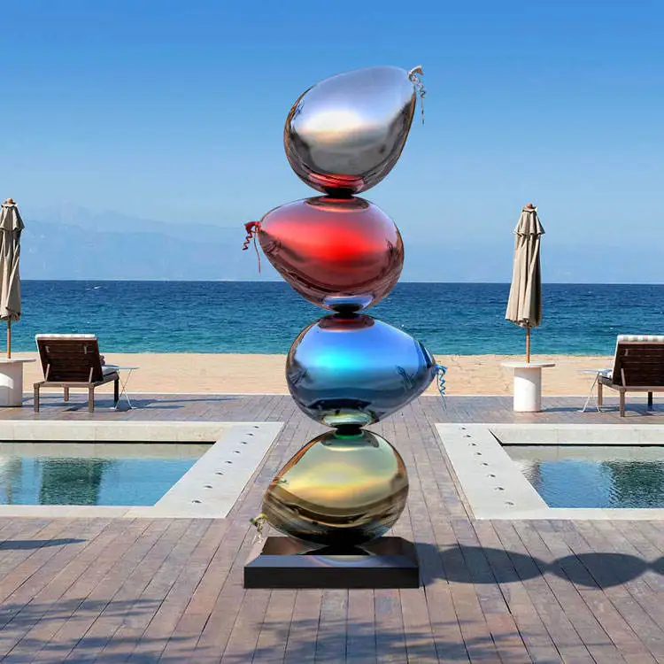 Customized Art Decor Indoor Home Garden Plaza Modern Fire Resistant Metal Crafts Colorful Balloons Stainless Steel Sculpture