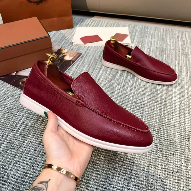 EAEOVNI luxe schoenen stiksels heren rubber geen casual volwassen flats damesschoenen leer dames loafers heren platte schoenen