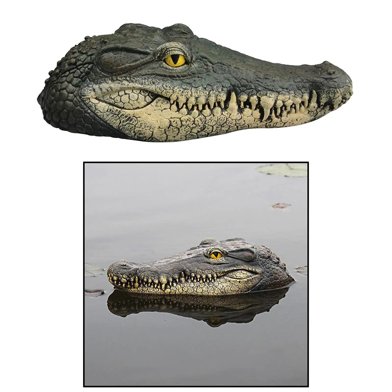 Simulation Crocodile Head Sculpture Floating Alligator Decoy Outdoor Water Predator Marker for Pool Pond Goose Control