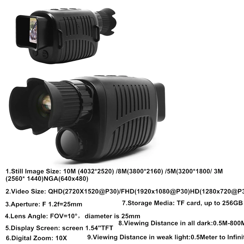 R7 1080P Monocular Infrared Night Vision 300m Device Day Night Use Photo Video 10X Digital 300M Full Dark Viewing Distance