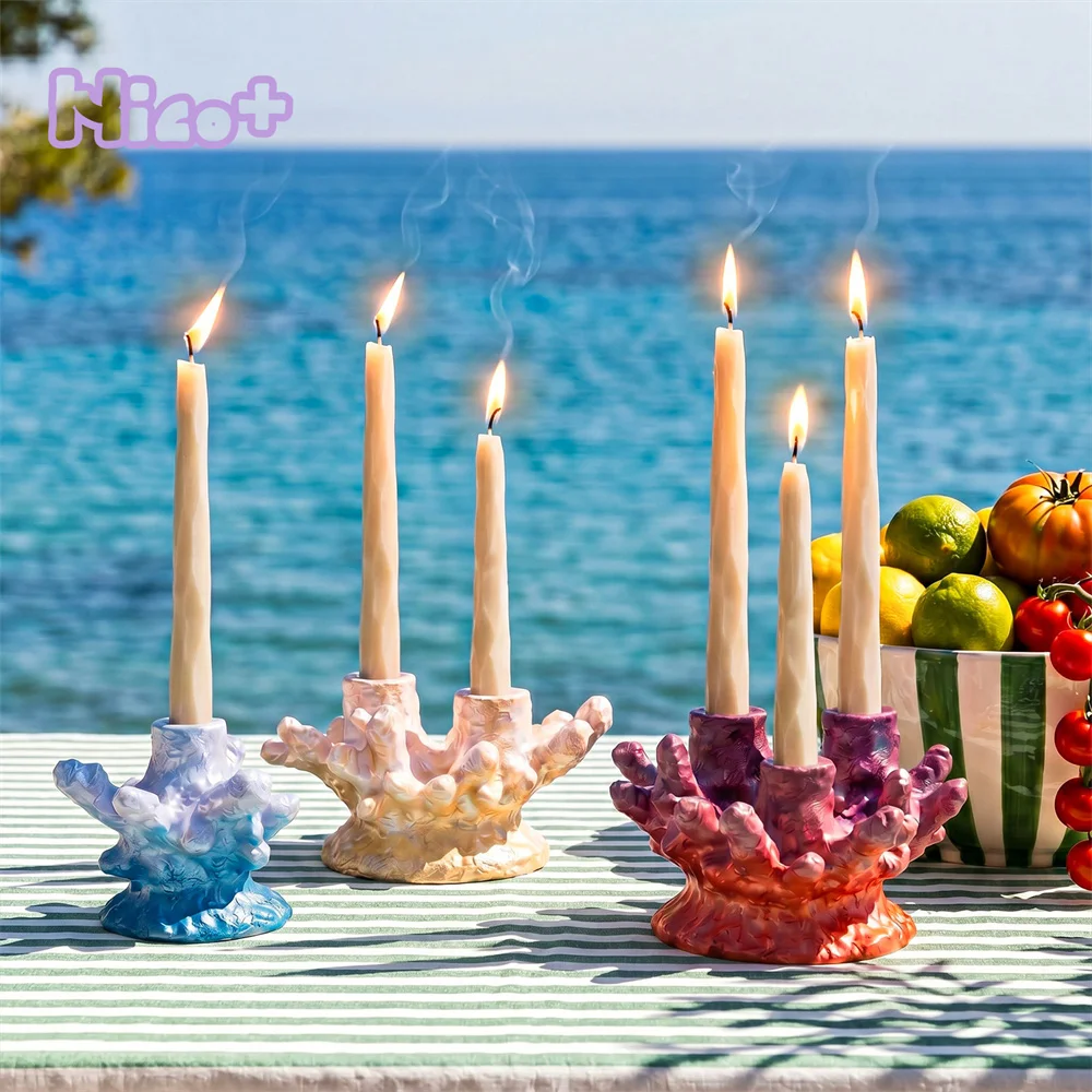 

Azulmostaza × BN La Isla Bonita Coral Soft Light Candle Holder Concrete Silicone Molds DIY Taper Candle Holder Gypsum Mold