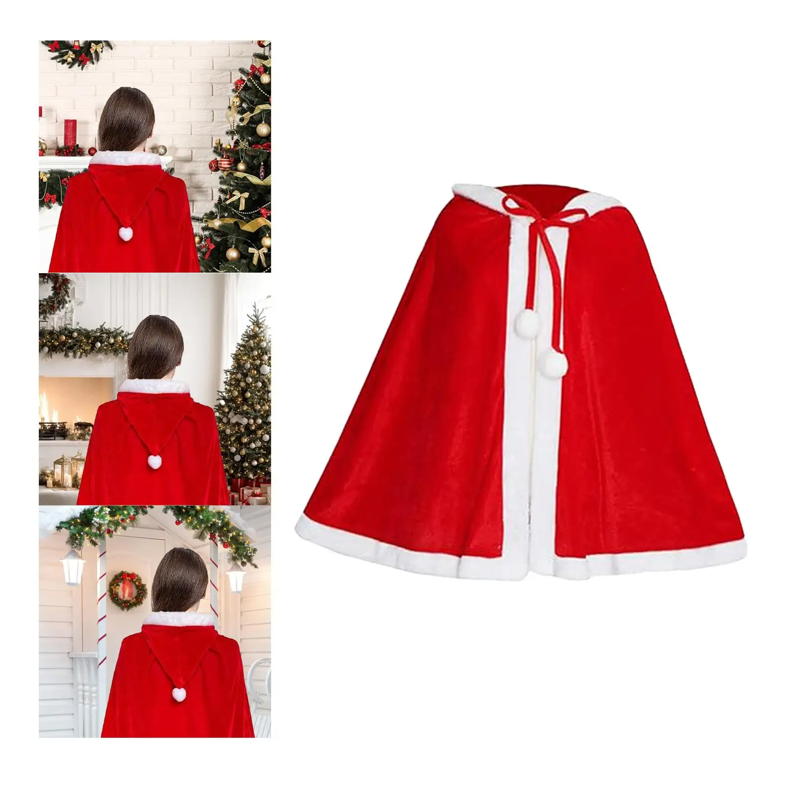 

Christmas Shawl Cloak Cape Christmas Decorations Gift Santa Claus Cape for Stage Performance Fancy Dress Role Play Party Holiday