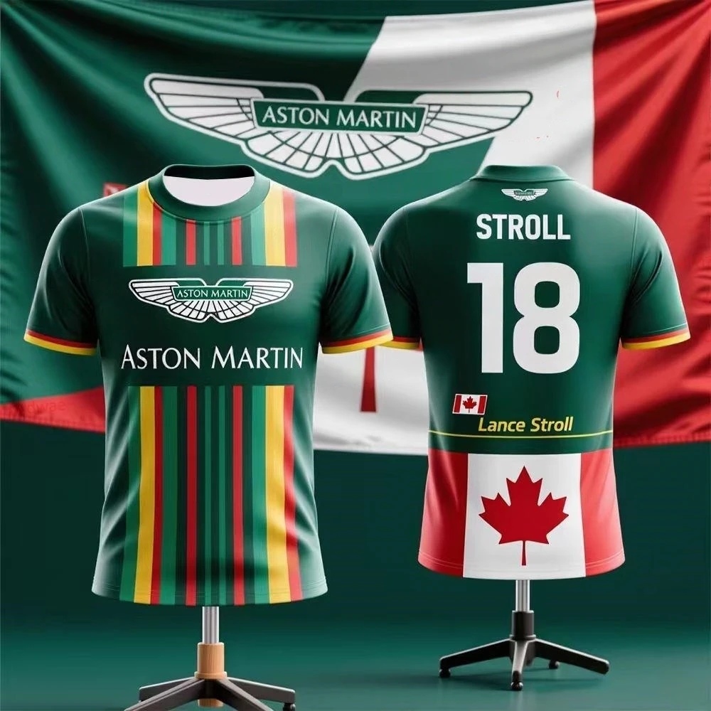 

Aston Martin Canada T-Shirt 2026 Lance Stroll 18 T-Shirt Canadian Racers Team Racing Suit Quick Drying Motorcycle Outdoor