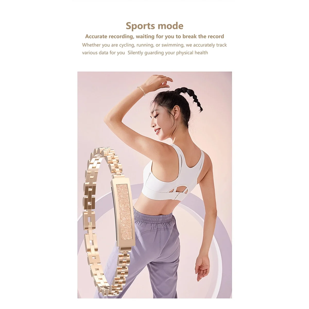 

New 3C-For Women'S Hand Bracelets Gold Zinc Alloy Smart Bracelet Heart Rate Monitor Bluetooth Connected APP Birthday Gifts