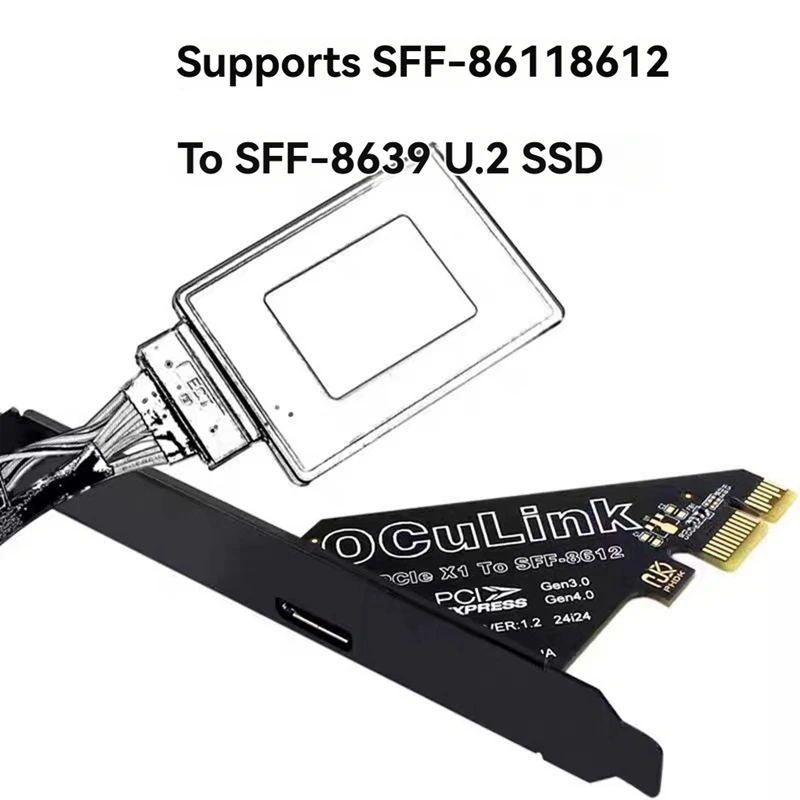 Pcie 4.0 X1 To Oculink SFF8611/8612 Expansion Card To SFF-8639 U.2 SSD For External Graphics Card For Win/Linux