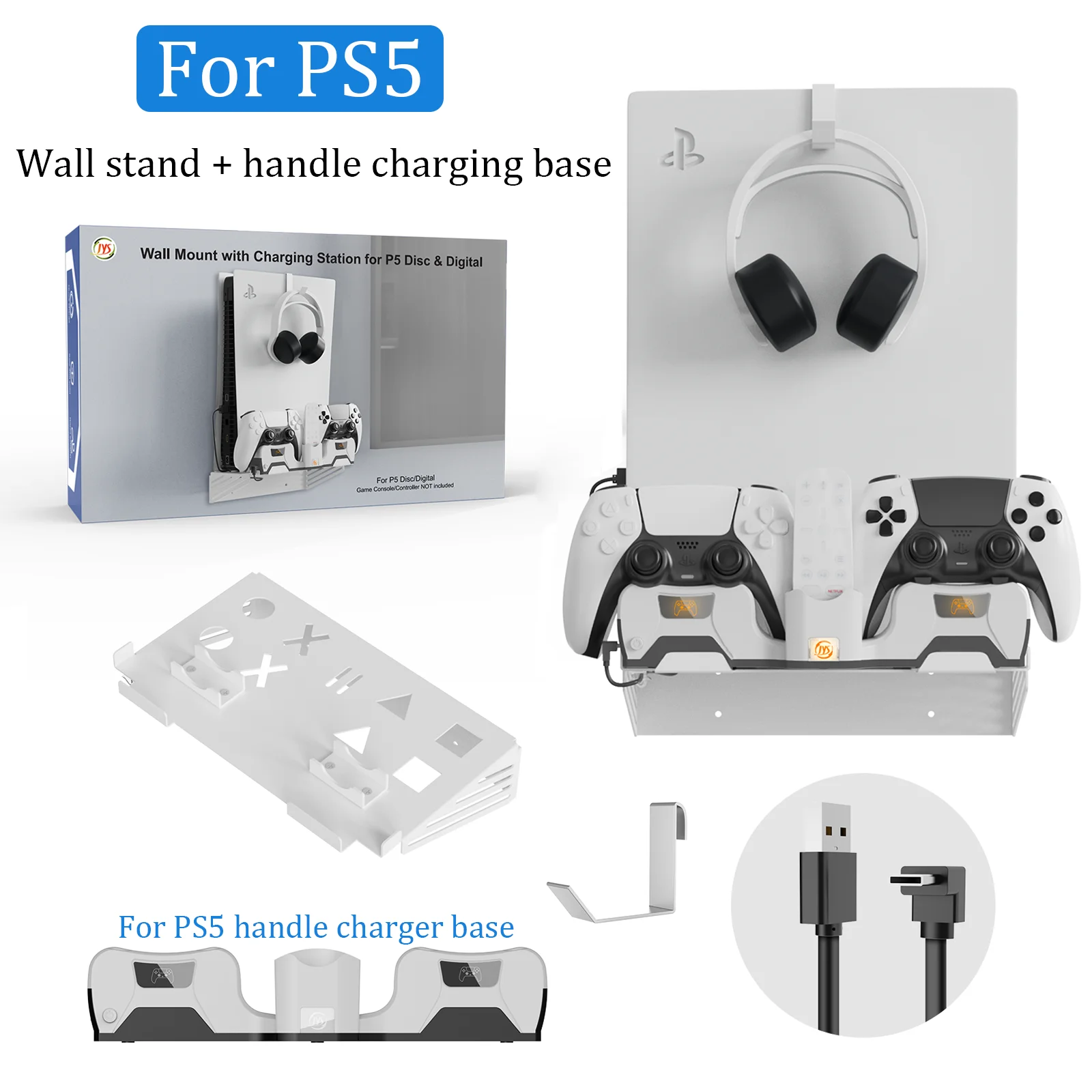 for PS5 Handle Charging base dock with for PS5 Host Metal Wall Mount stand for PS5 Handle Charging Earphone Mount