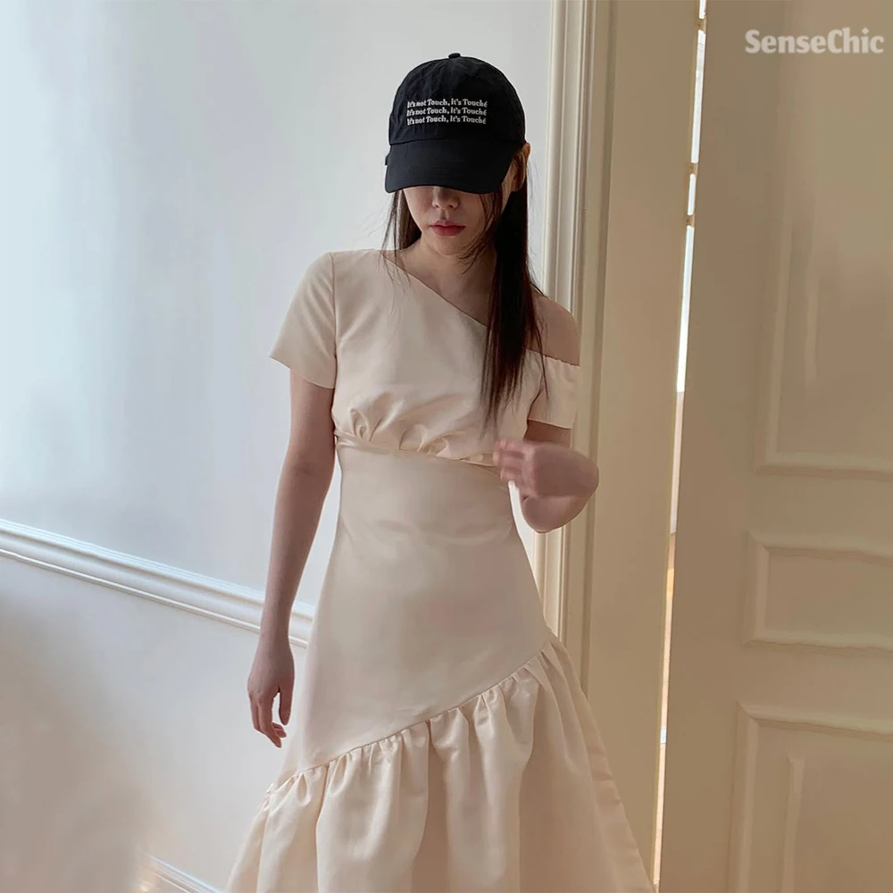 فساتين زفاف أنيقة كورية بدون ظهر وصمة عار لحفلات الزفاف فستان صيفي بكتف واحد فستان حفلات فيستدوس 2025 مخصص