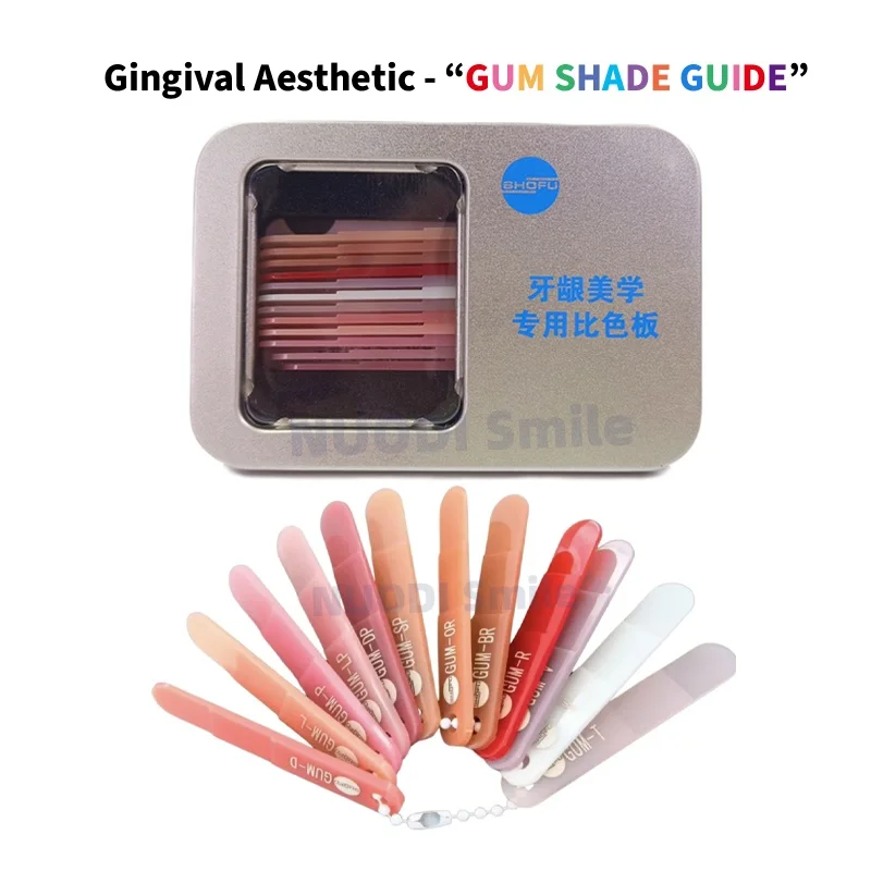 

New 12 Colors/Set Shofu Dental Gingival Aesthetic Gum Shade Guide Gingival Colorimeter Denture Gum Color Indicator Dentist Tool