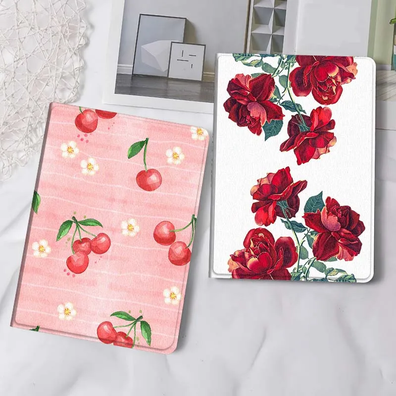 

Cartoon Cherry Flower Pattern Tablet Case For Samsung Tab Galaxy S6 S11 A A7 A8 A9 A11 10.1 10.4 10.5 Plus Lite Gift