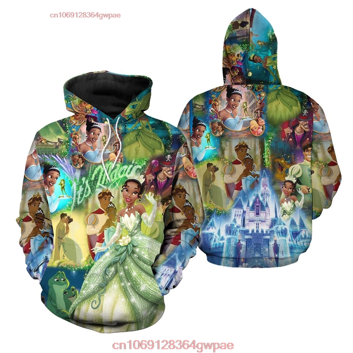 Princess Tiana Magic Glitter Castle | Disney 3D Hoodie