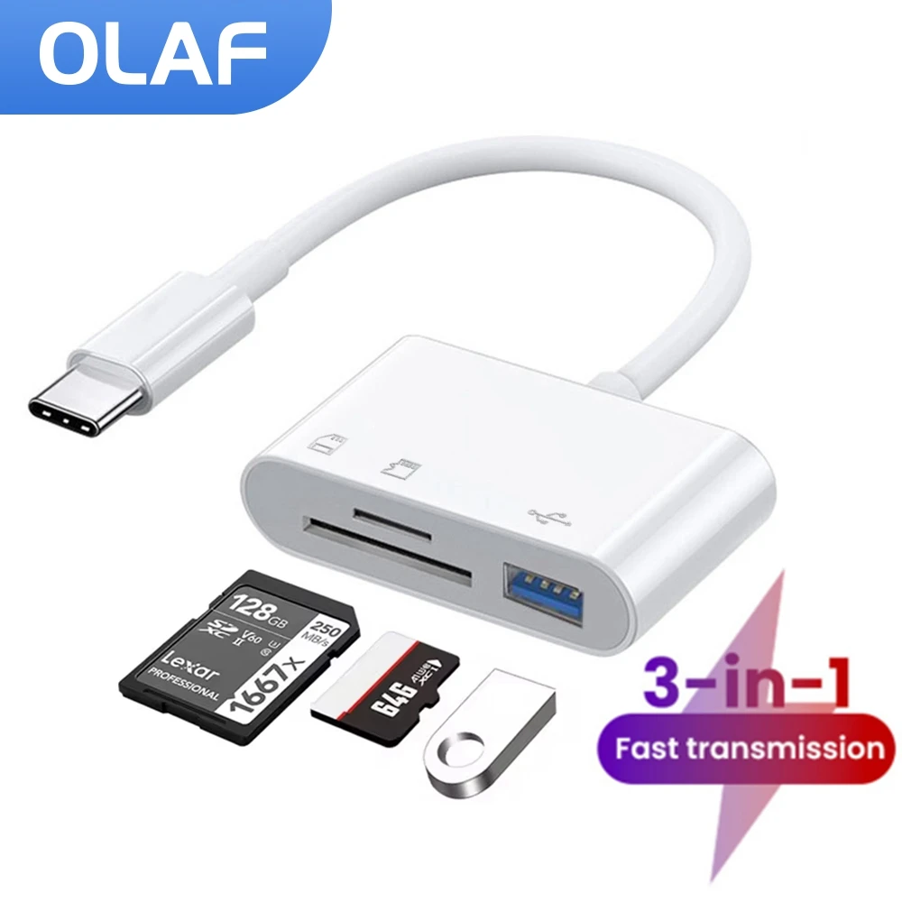 3 in 1 Type C Card Reader Adapter OTG TF SD Card Reader USB-C Memory Card Converter otg For Macbook Laptop Samsung Huawei Xiaomi