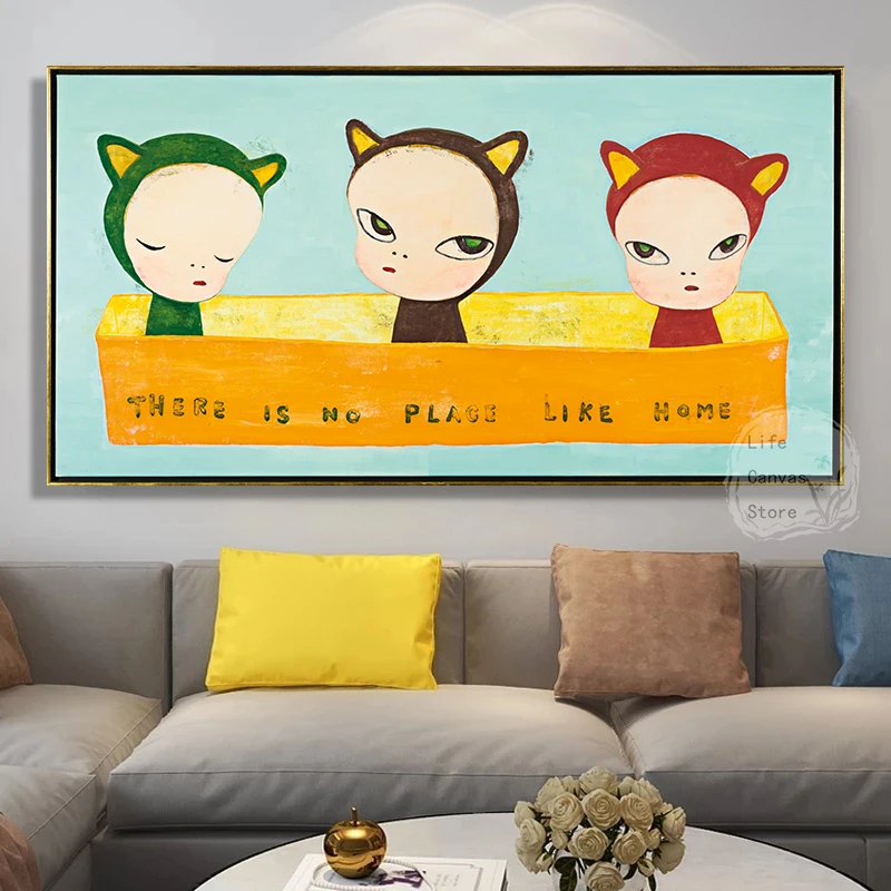 Cartoon Yoshitomo Nara《There Is No Place Like Home》art Poster Canvas Painting Wall Prints Picture for Children's Room Home Decor