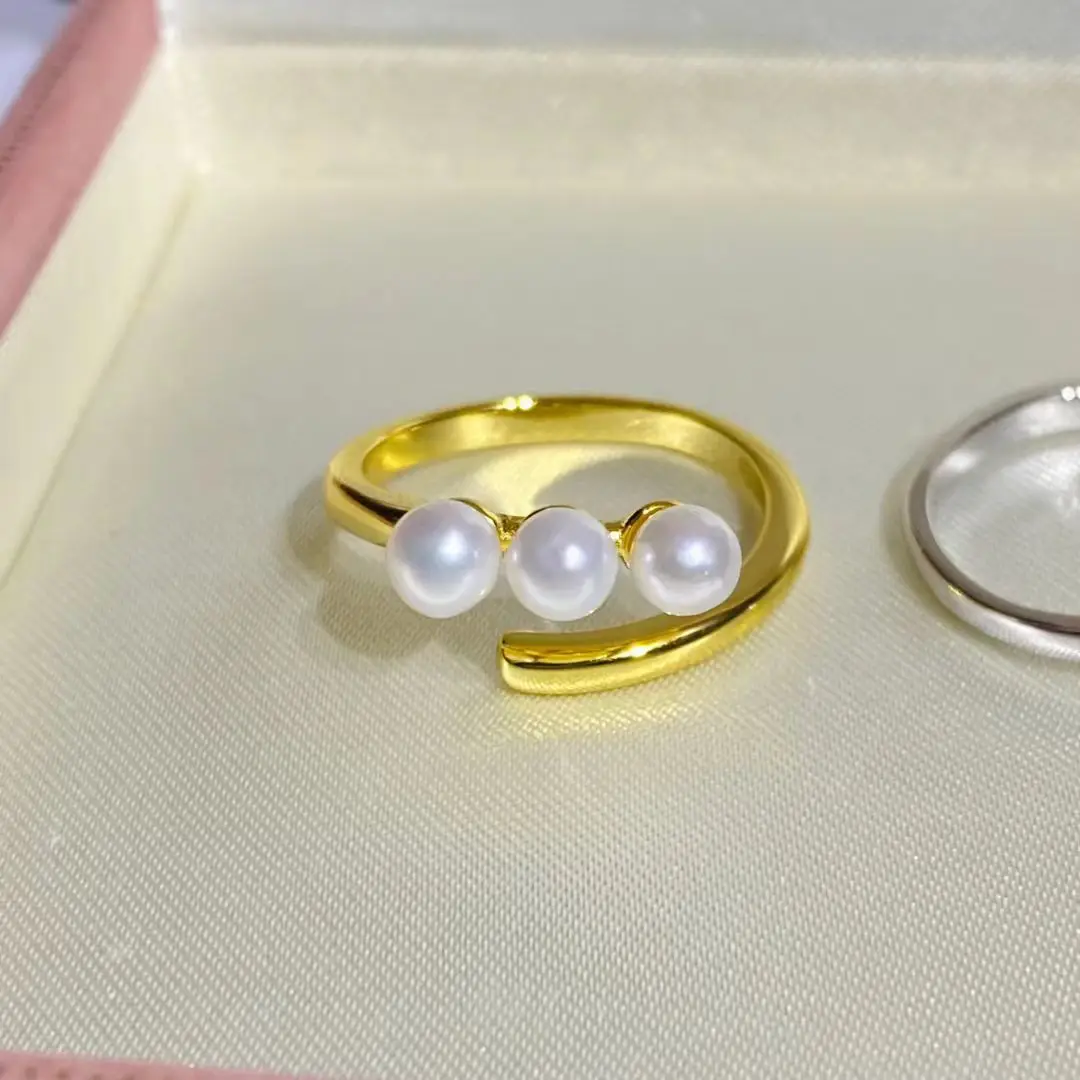 

Регулируемое кольцо из стерлингового серебра 925 пробы, настройки, фурнитура, крепления, аксессуары, фитинги для жемчуга 4-4,5 мм, 5 шт./лот