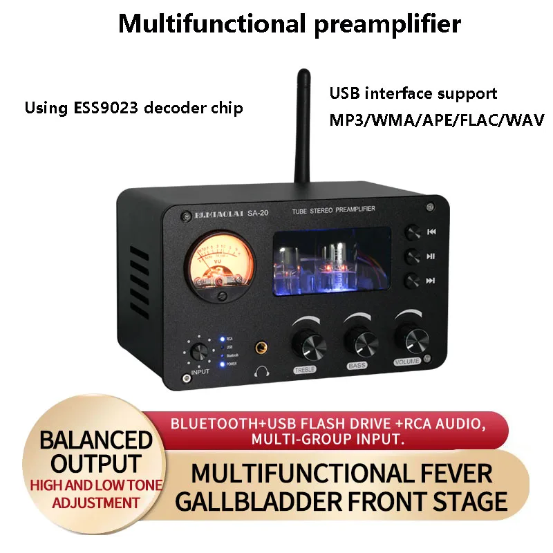 

HIFI Preamp Electronic Tube Amplifier Supports Wireless Bluetooth USB Lossless Reading IR Remote Control Balanced Output Preamp