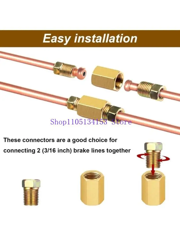 

hg89 Brake Line Fitting Copper Brake Pipe Connectors 1 Union and 2 Auto Part