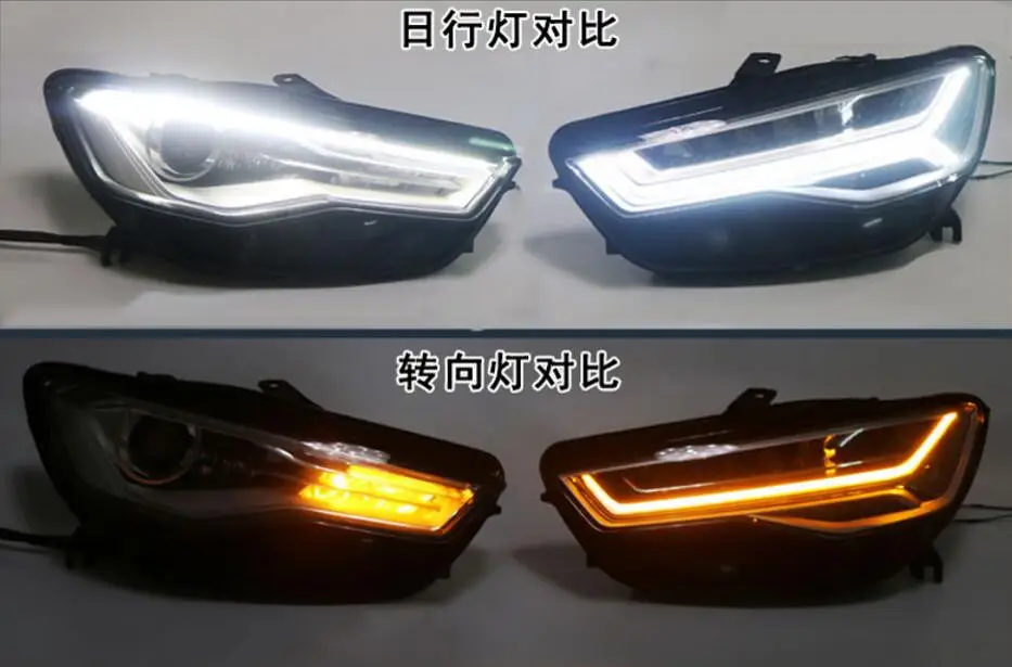 Pop display,Bumper lamp for 2Pcs LED Headlights A6L 2012 2013 2014 2015 2016 2017 car lights LED Daytime Running Lights