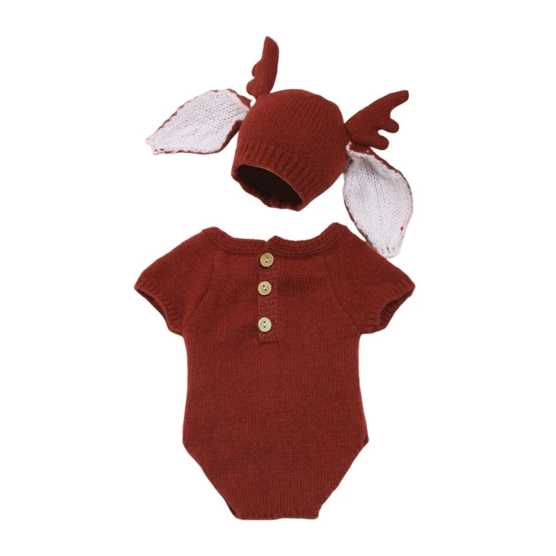 Baby Photography Props Romper and Big Ear Antler Hat Outfit Photo Clothes Baby Infant Photography Costume Clothing