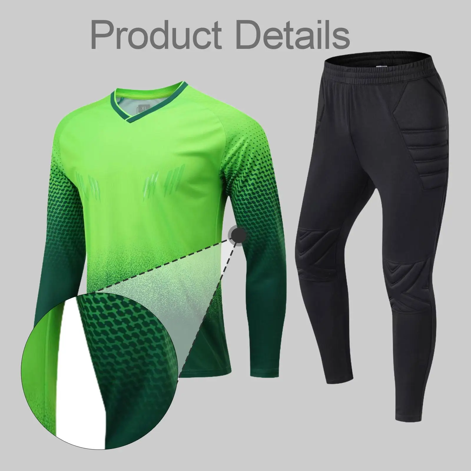 Soccer Jersey Long Sleeve Padded Goalkeeper Shirt and Pants Set Durable Breathable Sportswear for Football Match