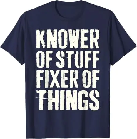 Wissenwelt-Kenner, Reparatur-Meister, Lustiges Vatertags-T-Shirt, Y2K Herrenkleidung, Buchstaben-Print Spruch-T-Shirt, Ehemann, Papa, Neuartiges Geschenk – Detail 4