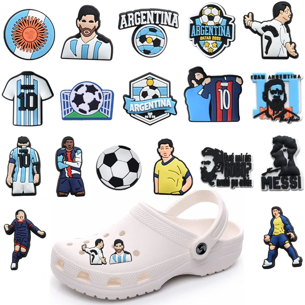 Football World Champion Shoes Charms Argentina 10 PVC Shoe Decorations Clogs Sandals Wristband Accessories Women Men Party Gifts