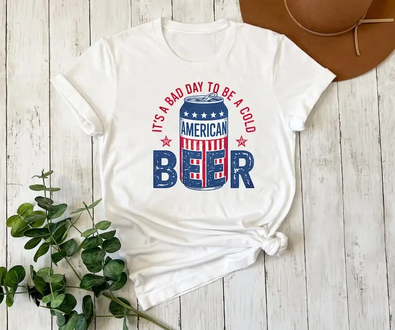 

Футболка «It's A Bad Day To Be A Cold Beer», забавная рубашка 4 июля, одинаковые модели для пивной вечеринки, футболка для папы, патриотическая питьевая футболка