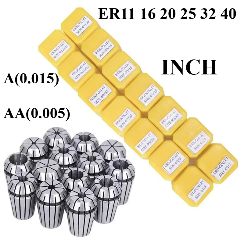 Inch 1/8 1/4 1/2 1/16 5/32 3/16 ER Chuck ER11 ER16 ER20 ER25 ER32 for Clamping Milling Cutters Collet 5/16 3/8 7/16 5/32 7/32