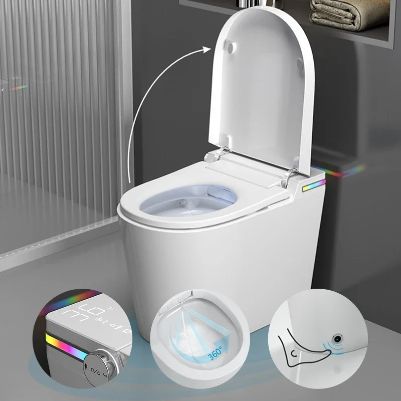 Hot Sale Automatic Wares S-Trap Smart Wc With Ir Infrared Lamp Therapy Latest Floor Mounted  Bidet Toilet