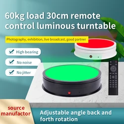 30cm Smart RGB Motorized Turntable 36kg Rotating Display Stand /w Remote Control for Live Streaming YouTube/TikTok Product Video