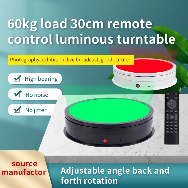 luminous intelligent remote control display stand mesa de exposicao rotativa mesa giratoria para transmissao ao vivo cor rgb 36kg 30cm 01