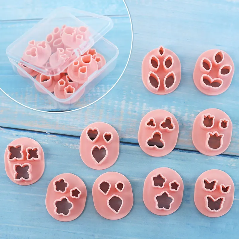 10 Pcs Mini Polymer Clay Cutters DIY Earrings Jewelry Making Flower Petal Leaf Heart Butterfly Shape Soft Clay Tools