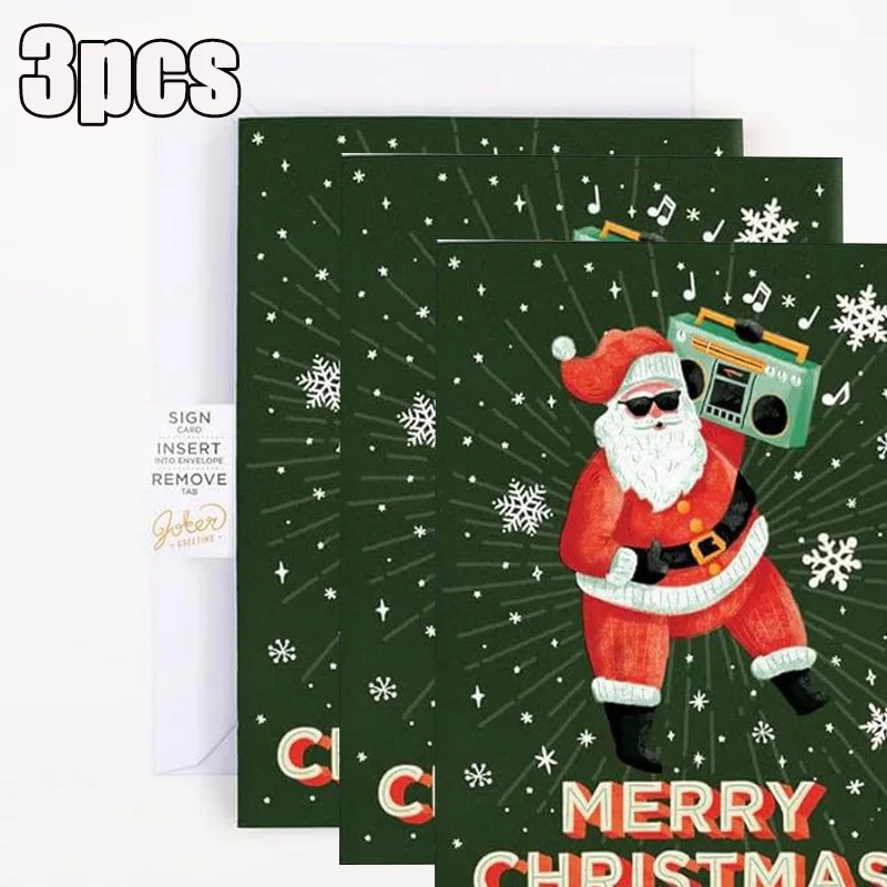 Musik-Weihnachtsgrußkarte – Weihnachtsmann mit Geschenkdesign, Weihnachtsgrußkarte mit Umschlag – lustige Geschenkkarte zum Geburtstag im Dezember