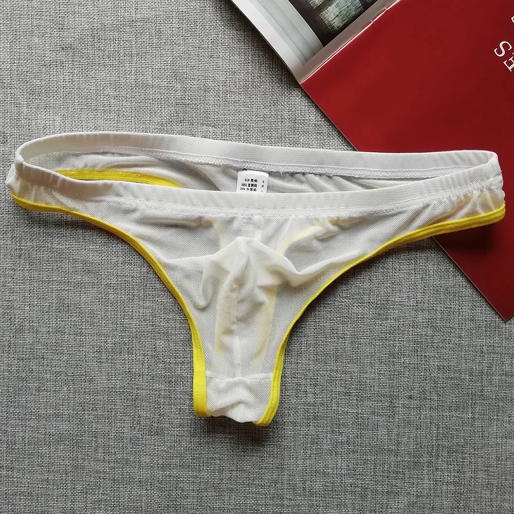 

Mesh Mens Thongs Sexy Ultra-Thin Panties Quick Dry Underwear Low Waist Transparent Breathable Bikini Underpants Enhance T-Back