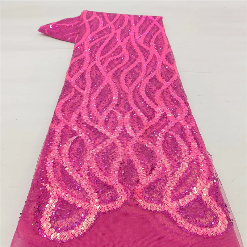 African Sequins Tulle Lace Fabric 2026 High Quality Swiss Voile Embroidery Mesh Net Laces 2.5 Yards for Sewing Party Dresses