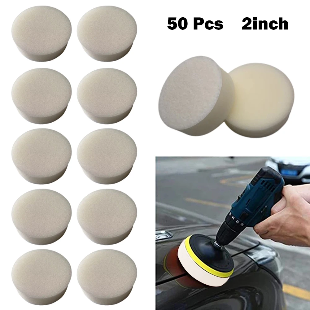 50PCS Sponge Buffing Pads Foam Polishing Pads 2inch Sanding Disc For Car Waxing 2 Inch /50mm Power Tools Accessories