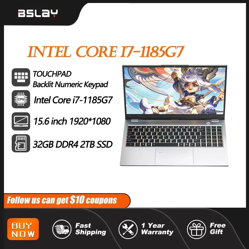 Laptop do gier Intel Core I7-1185G7 32 GB DDR4 2 TB Odcisk palca Odblokowana podświetlana klawiatura WiFi5G 4,8 GHz 4 rdzenie 8 wątków Notebook