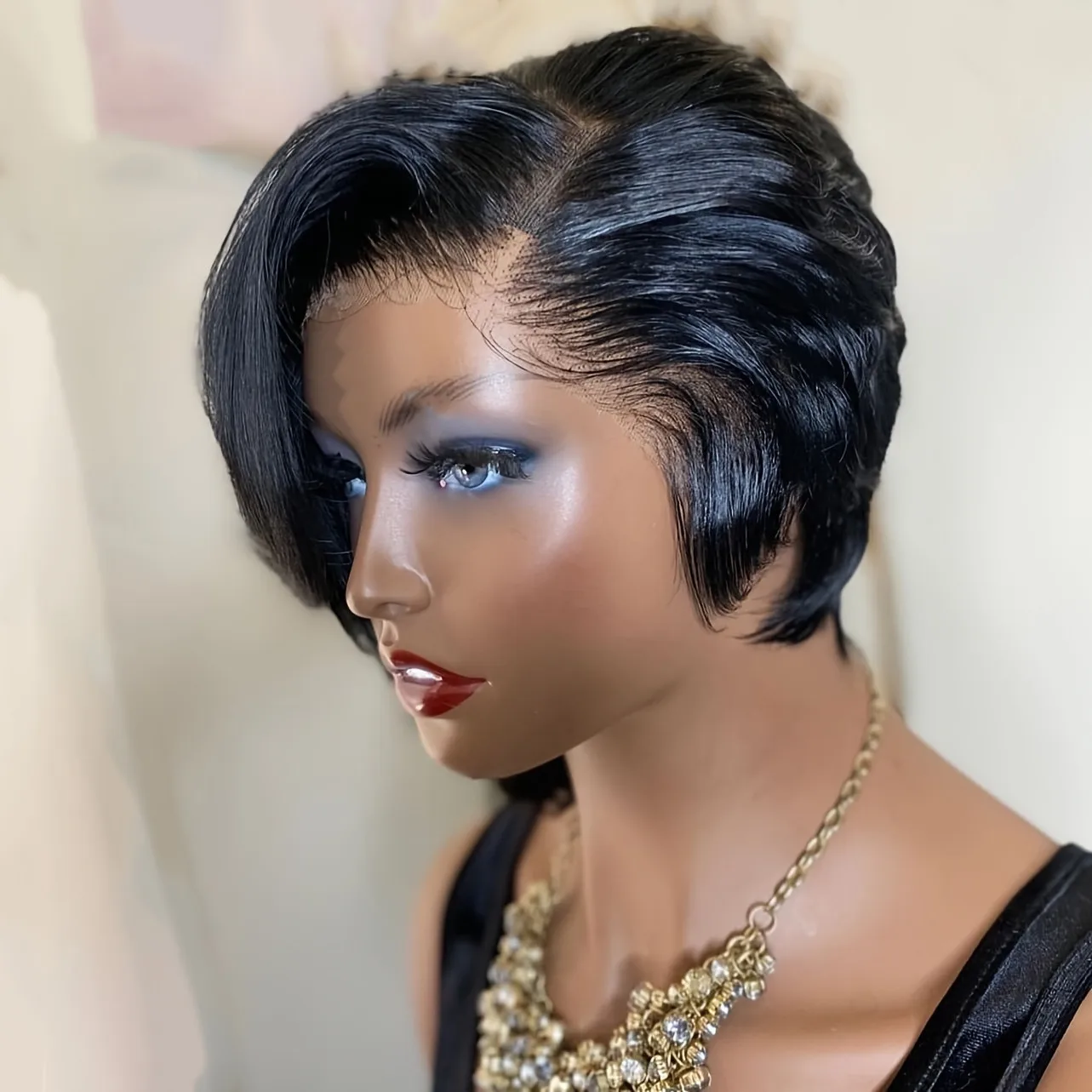 

13x4 lace pixie cut wig Halloween short straight human hair wigs daily part use remy wig for women