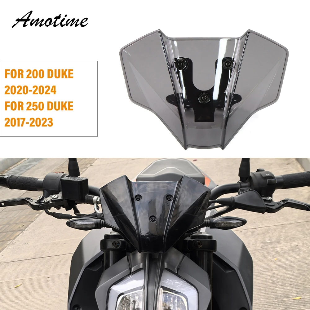 For Duke 250 2017-2023 For Duke 200 2020-2024 Windshield Windscreen Wind Deflector Shield Screen Motorcycle Accessories