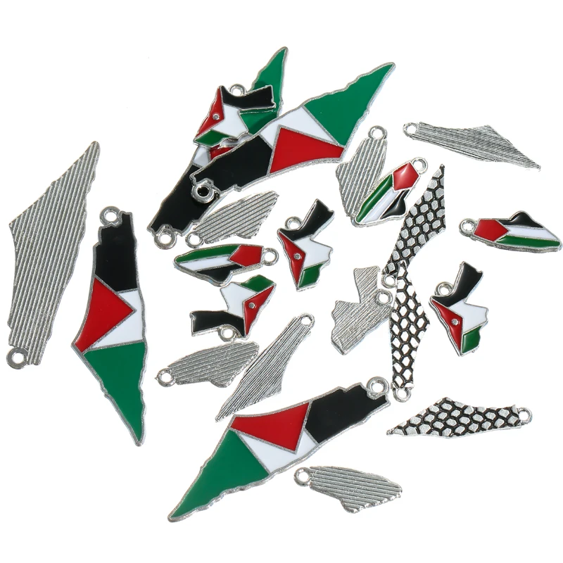 16pcs/lot Mixed Style Israel and Palestine Map Pendant Charms DIY Necklaces For Jewelry Making Accessories