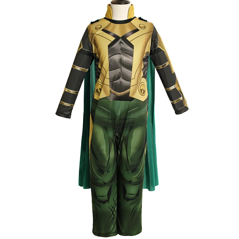 Kids Boys Loki Cosplay Costume Halloween Superhero Cosplay Jumpsuit Children's Birthday Party Clothes Stage Costumes