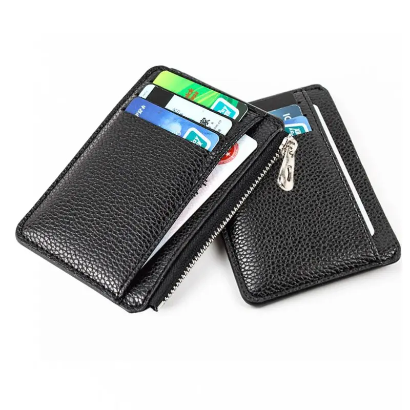 

Super Slim Soft Wallet Pu Leather Mini Credit Card Holder Coin Purse Thin Small Card Bag Solid Color Men Bussiness Crad Case