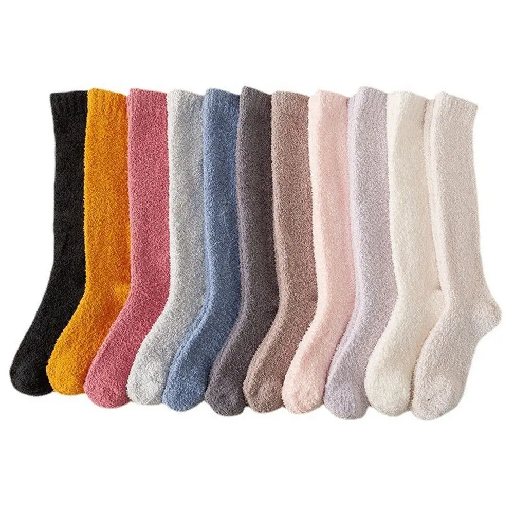 Ladies Soft Fluffy Cosy Bed Socks Winter Thicken Warm Solid Elastic Socks Casual Fluffy Cosy Coral Velvet Socks Christmas Gift