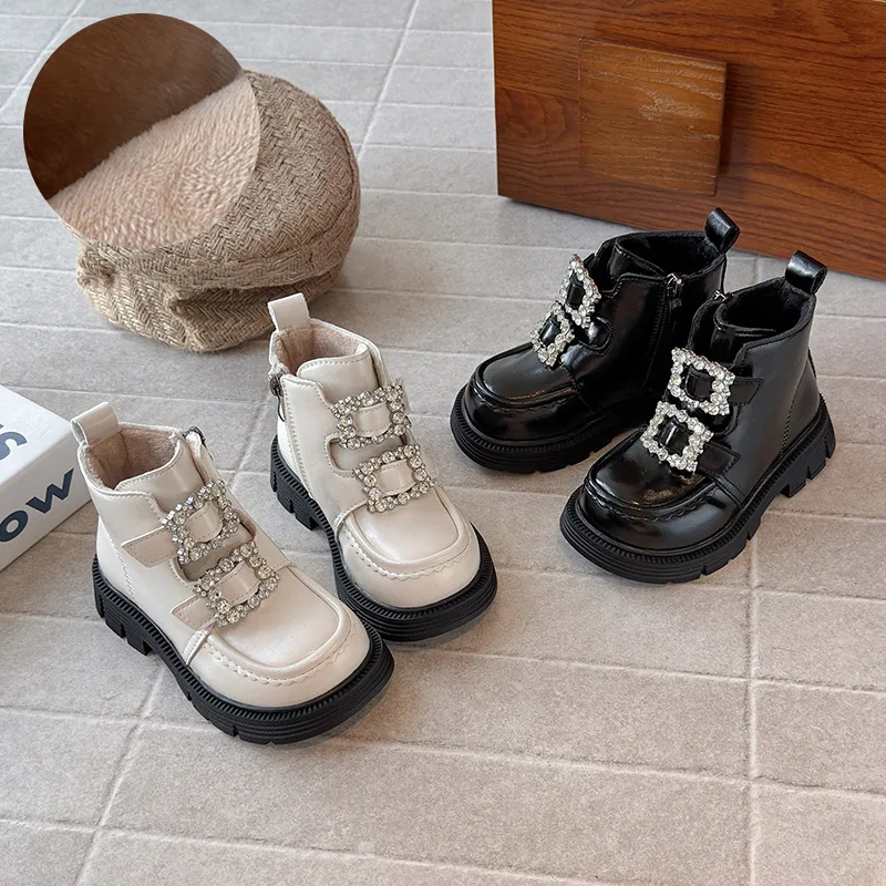 

2025 Autumn Winter New Children Princess Short Boots for Girls Fashion Korean Style Soft Bottom Anti-slippery Versatile Shoes