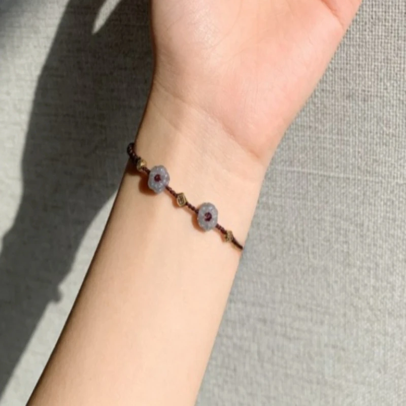 Neues Einfaches Armband Blumenmünze Rotes Schnur-Armband Damen Minimalistisches Vielseitiges Handgewebtes Paar-Armband Modeschmuck Geschenke