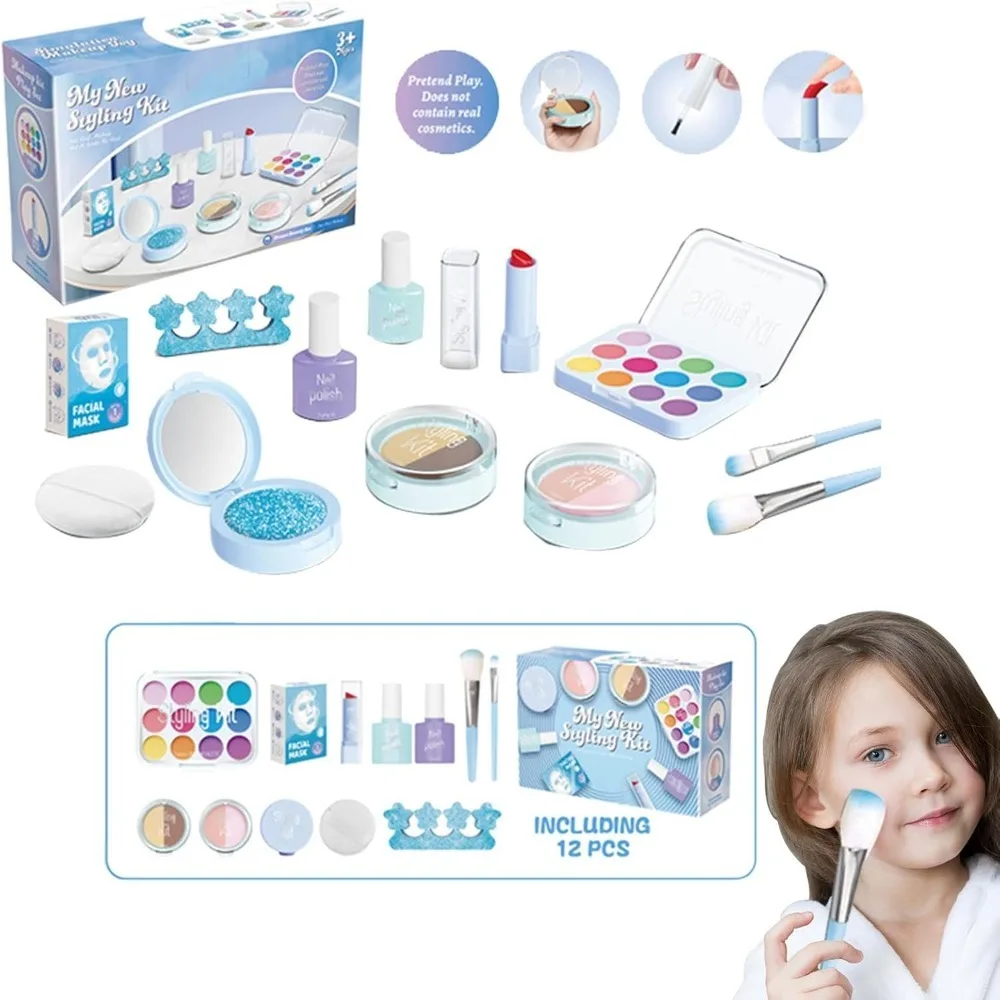 Beauty Salon Play Set Kids Makeup Kit Kids 3-5 Years Old Cosmetic Set Makeup Kit for Girls Beauty Play Accessories