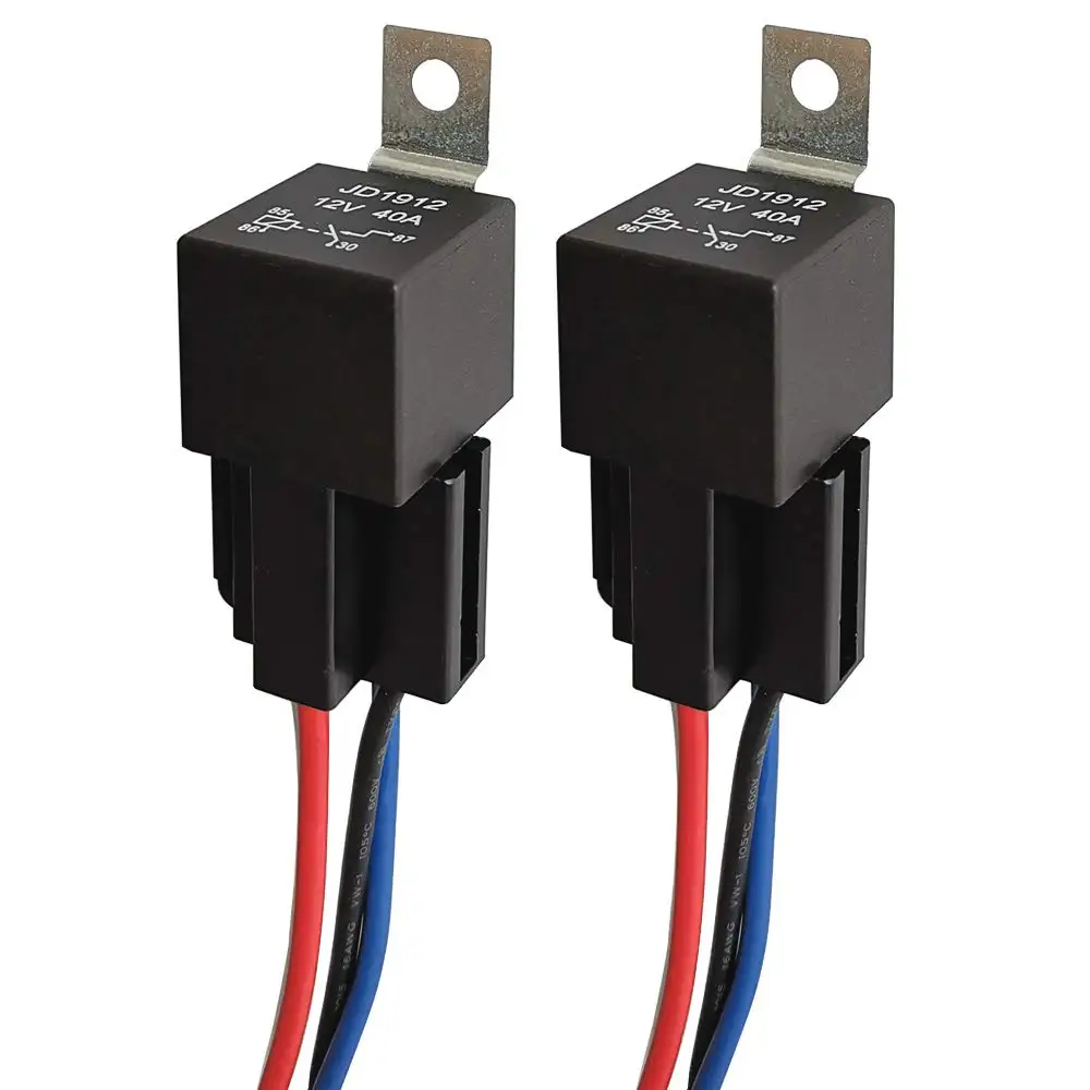 Waterproof Automotive Relay 12V 24V 4pin 5pin 4P 5P 40A Car Relay With Black Red Copper Terminal Auto Relay With Relay Socket