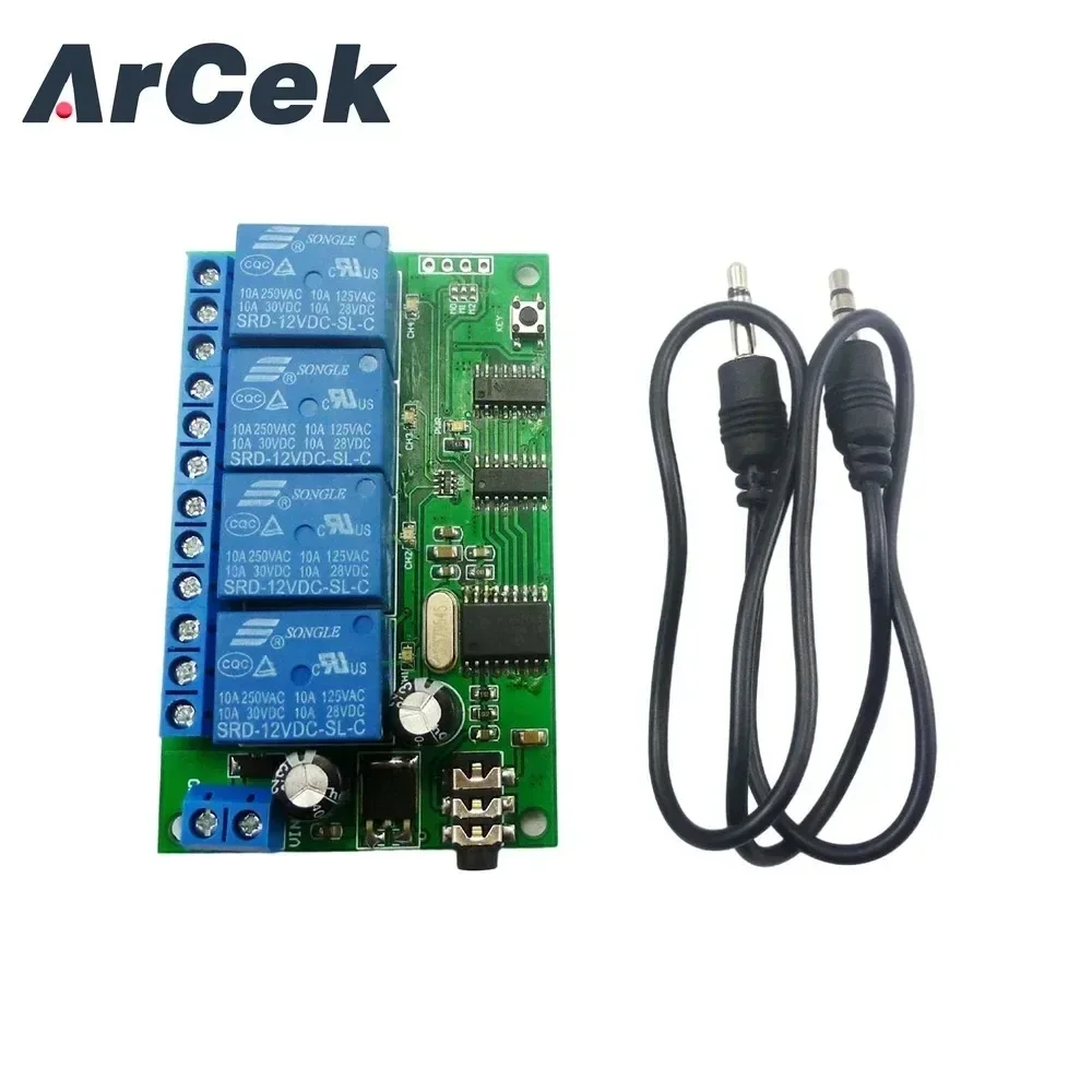 AD22B04 4 Channel 4 CH MT8870 DTMF Tone Signal Decoder Phone Voice Remote Control Relay Switch Module DC12V For LED Motor 4 Way 16 way 8 way wireless remote switch 4g mobile phone remote control 220v380v relay power intelligent module