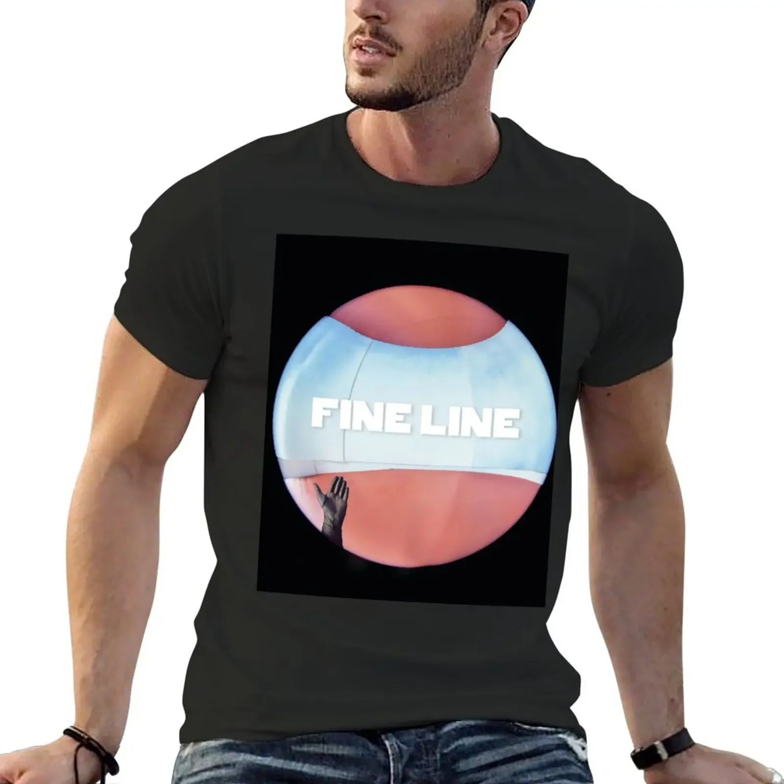 Fine line T-Shirt anime summer tops aesthetic clothes Short sleeve tee mens graphic t-shirts funny