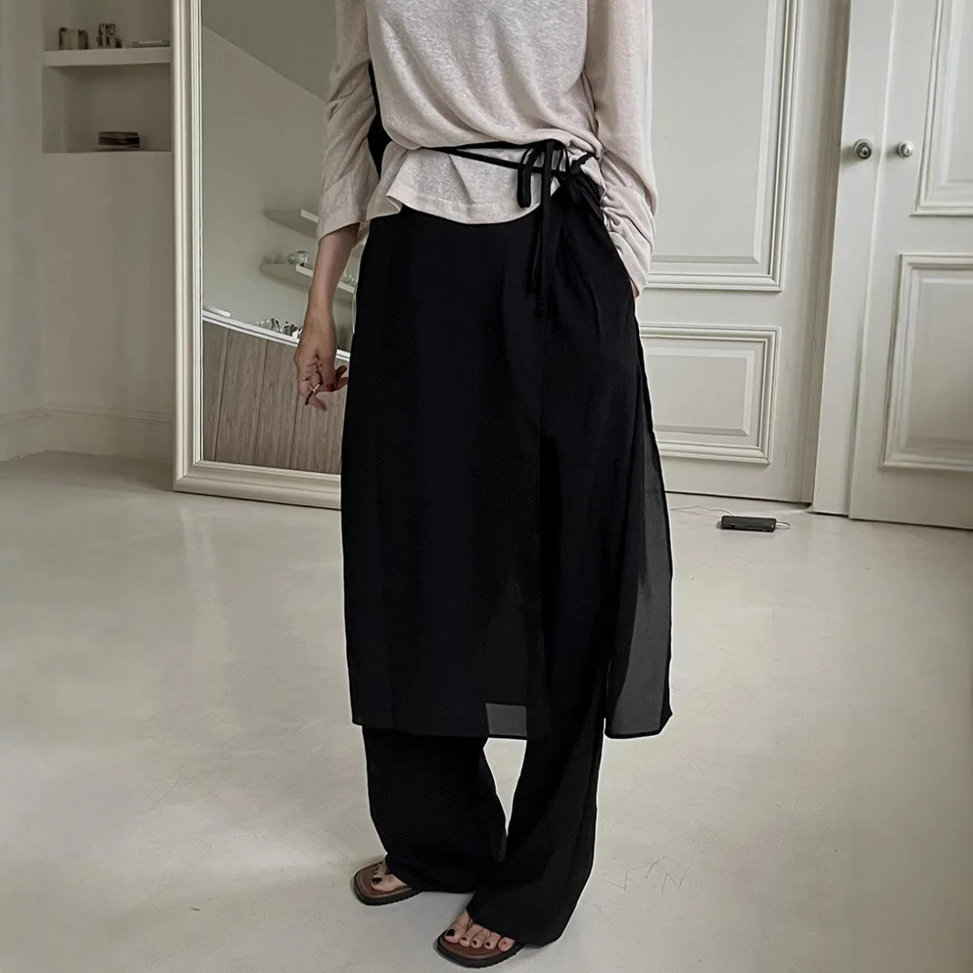 

Женская юбка миди 2026 года, весенняя, в корейском стиле, ретро-дизайн, с пуговицами, складками и эффектом «шторы», универсальная, повседневная, стильная